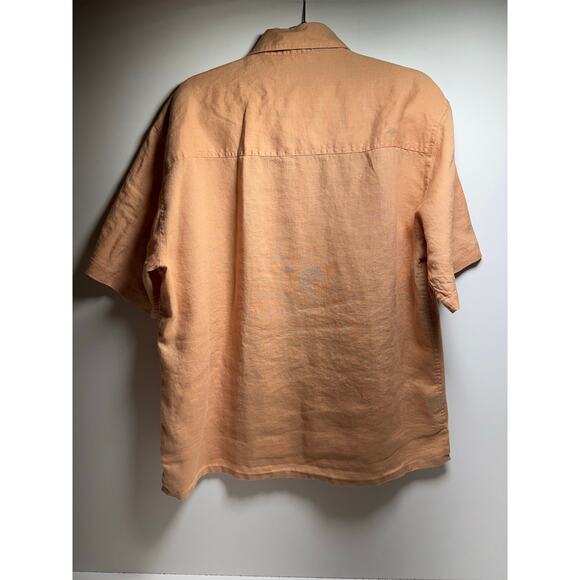 Sette Ponte Shirt Linen Button Front Short Sleeve Shirt Copper Color Beach - Picture 8 of 8